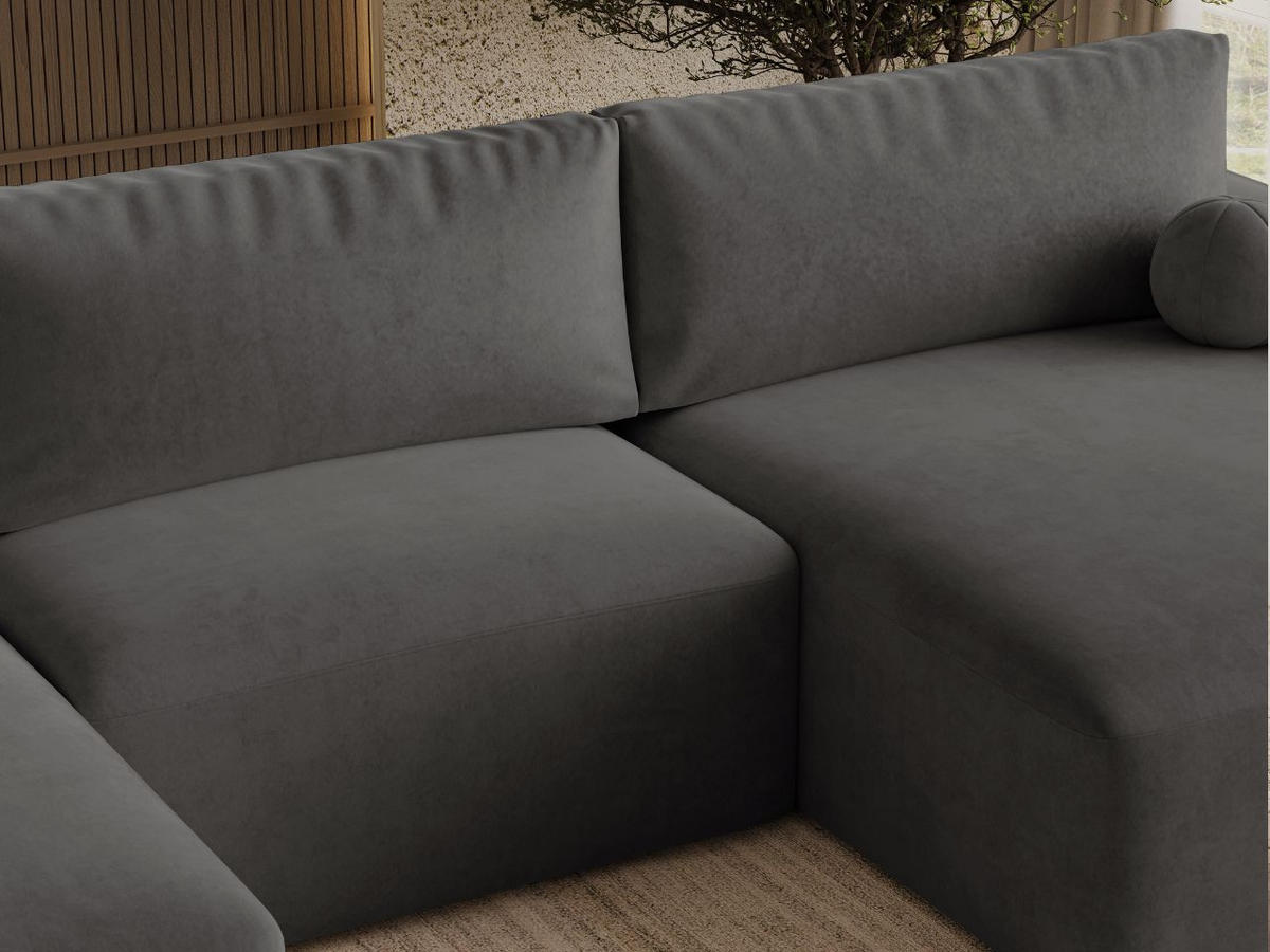 ECKSOFA U Aurora Dunkelgrau - Dunkelgrau, Holz/Textil (369/145cm) - Graingold