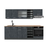 KÜCHENZEILE R-Line Schwarz Beton/Anthrazit 240 cm AP Eiche - Anthrazit/Schwarz, Holzwerkstoff (240/81.6/60cm) - Vicco