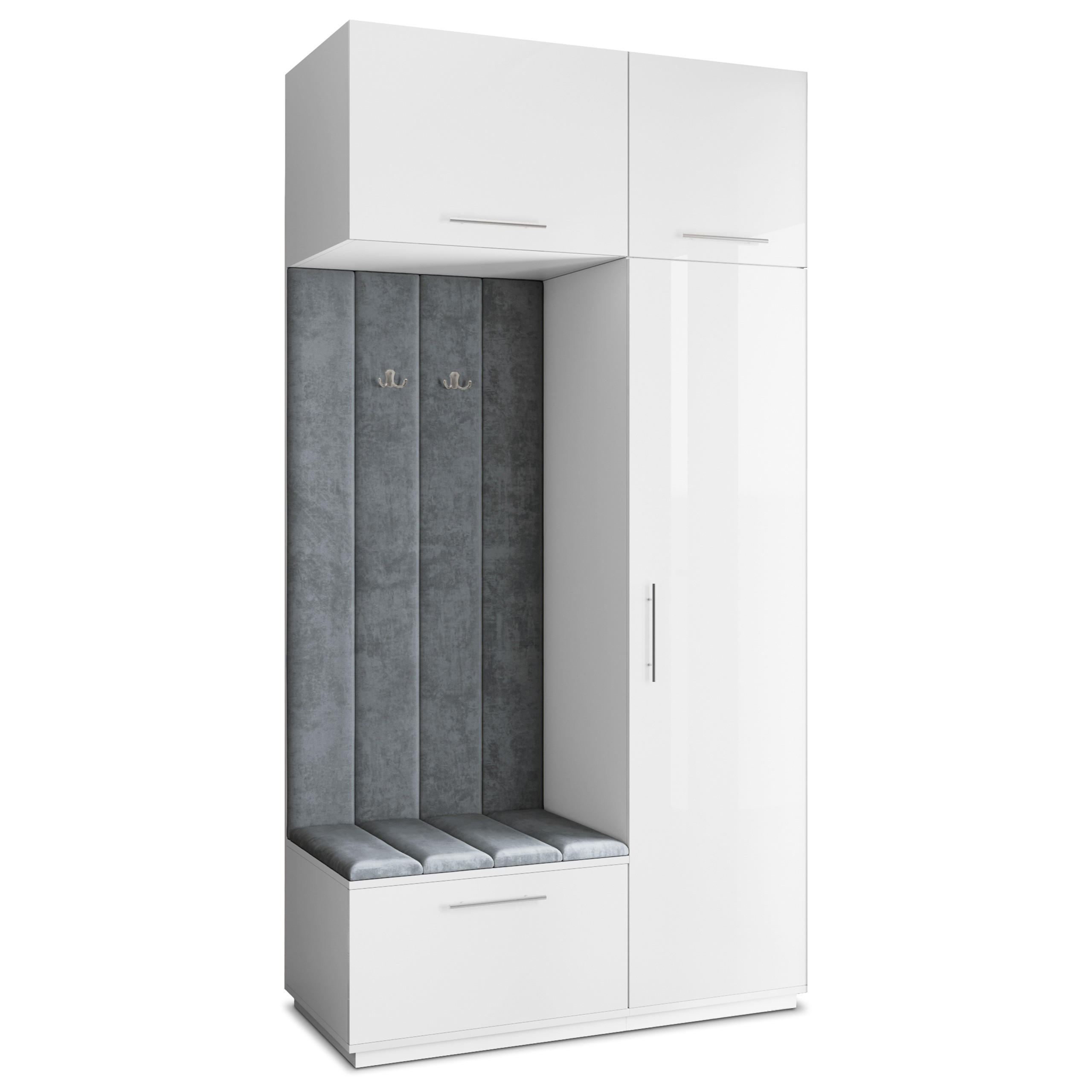 Masseno Garderobenschrank Weiß, Grau 120x240x60 cm