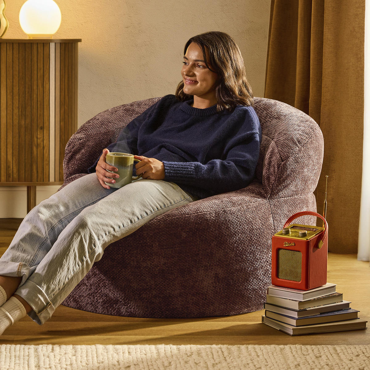 SITZSACK aus Chenille Orb - Bordeaux, Textil (86/61/86cm) - icon