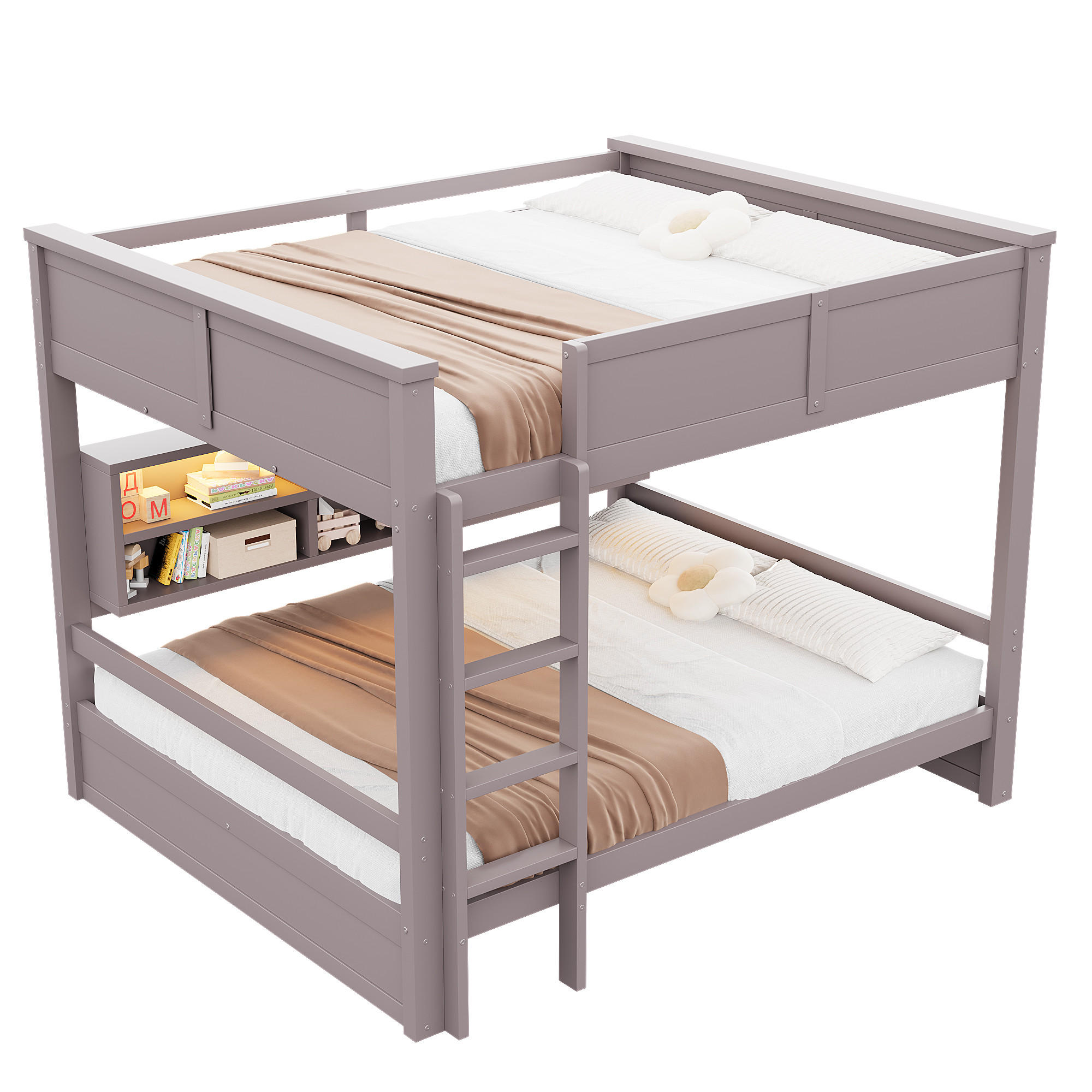 ETAGENBETT 160/200 cm in Braun Kinderbett mit 6 Schränken und LED - Braun, Holzwerkstoff (160/200cm) - STILVORA