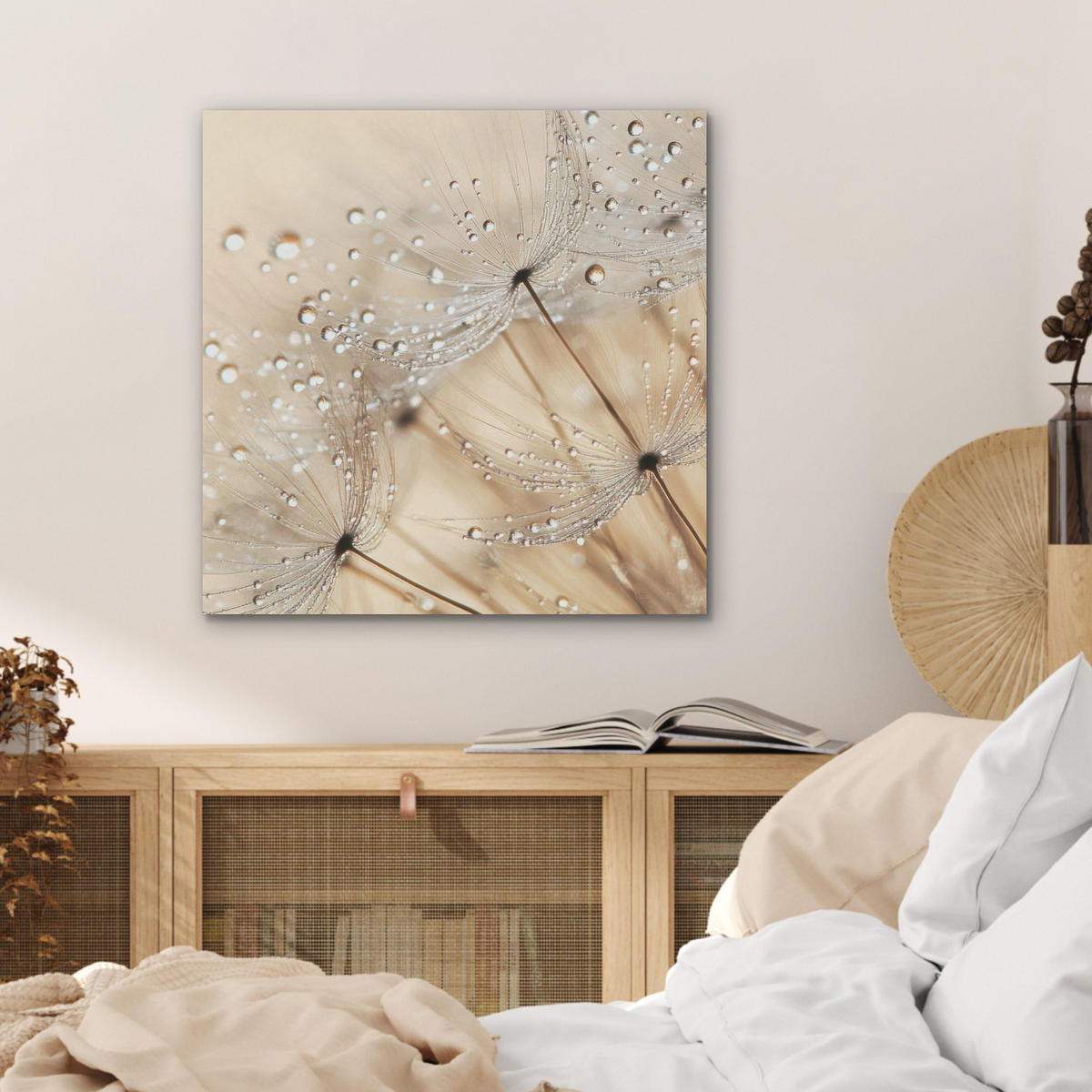 AKUSTIKBILD Löwenzahn - Abstrakt - Natur - Beige Wandbilder 60x60 cm - Braun, Kunststoff (60/60/0.9cm) - MuchoWow