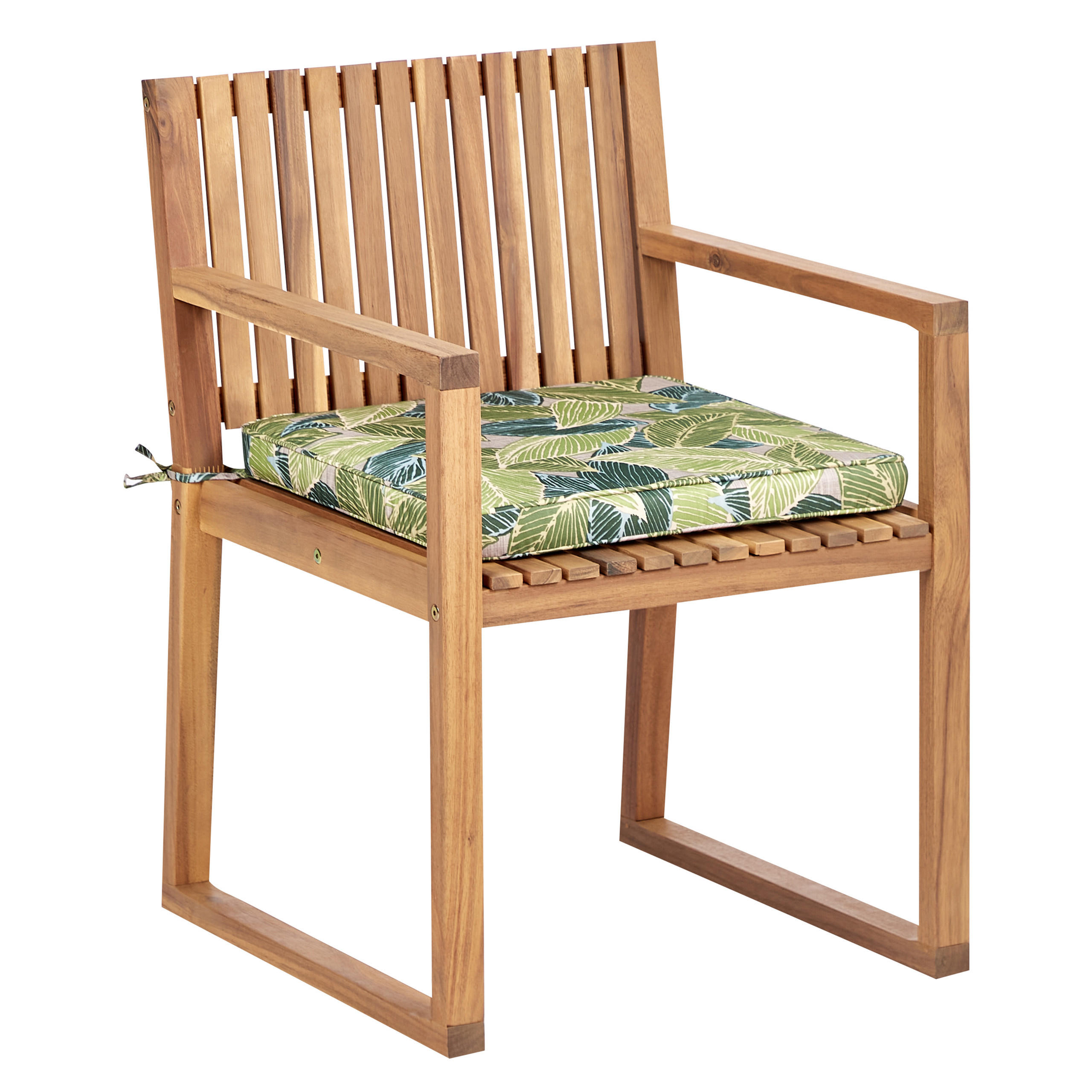 GARTENSTUHL 8er Set Grün Sassari II - Hellbraun/Grün, Holz (54/80/59cm) - Beliani