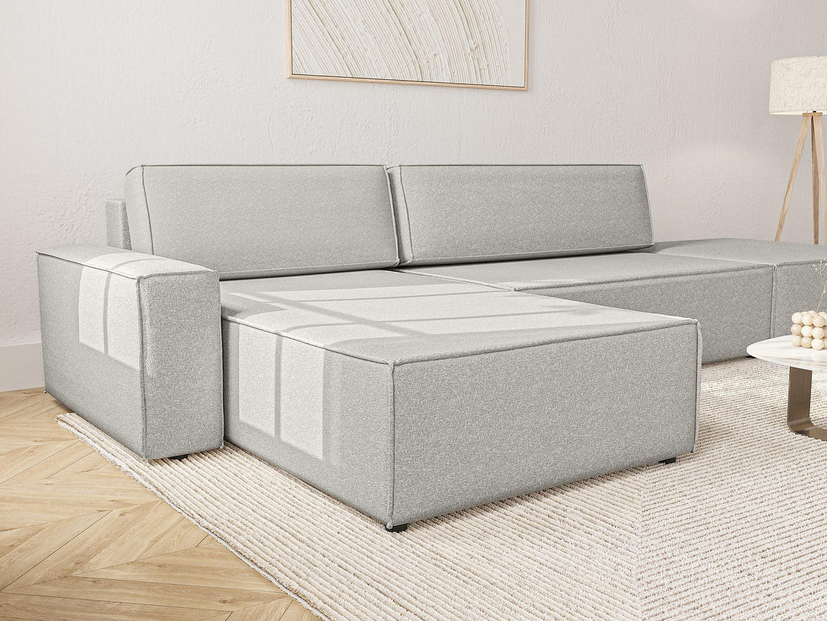 ECKSOFA Lummo La mit Schlaffunktion, Grau - Grau, Textil (363/185cm) - Fedve