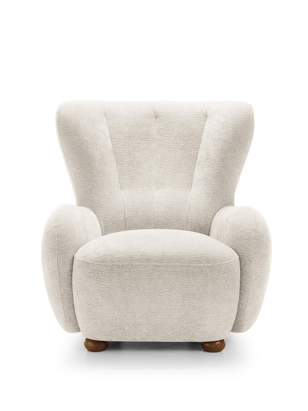 SESSEL MIST, Polstersessel Klassisch Loungesessel, Chenille-Stoff Creme - Creme, Holz/Holzwerkstoff (88/91/100cm) - MASSENO