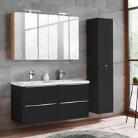 BADMÖBEL-SET 3-TLG. Toskana-56 - Anthrazit, Holzwerkstoff (175/190/46cm) - Lomado