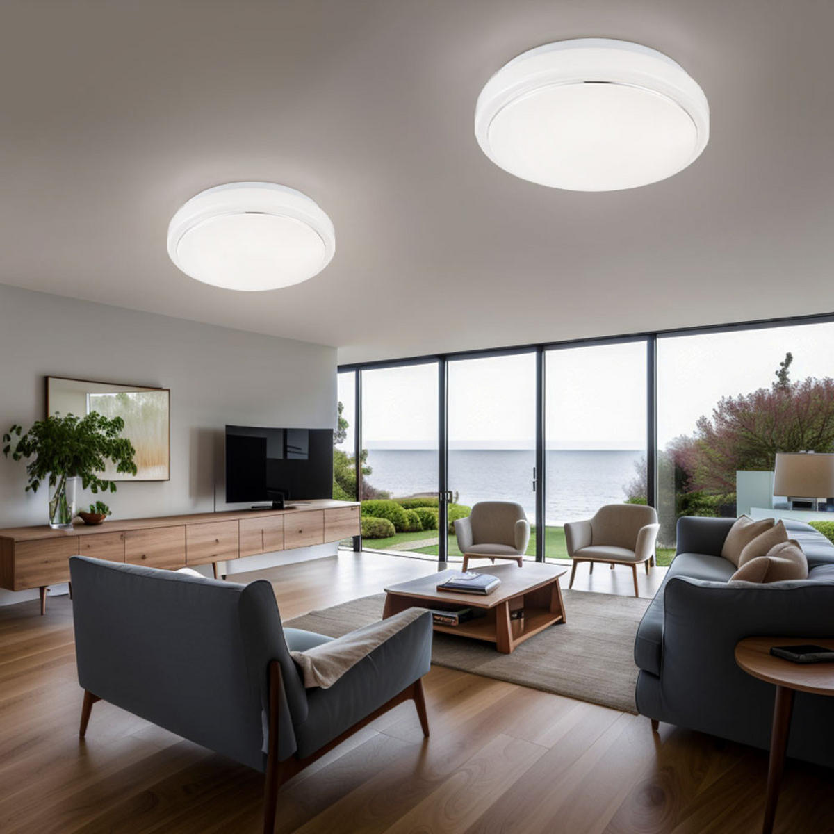 LED DECKENLEUCHTE Tamina Alu Weiß - Weiß, Metall (26/26/8cm) - Globo Lighting