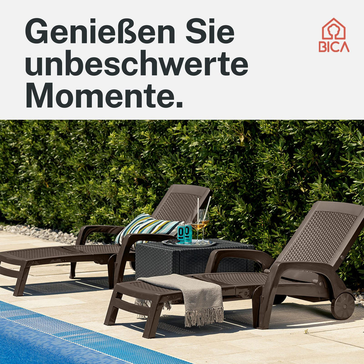 SONNENLIEGE Cancun in braun mit Rollen - Braun, Kunststoff (70/46/190cm) - BICA