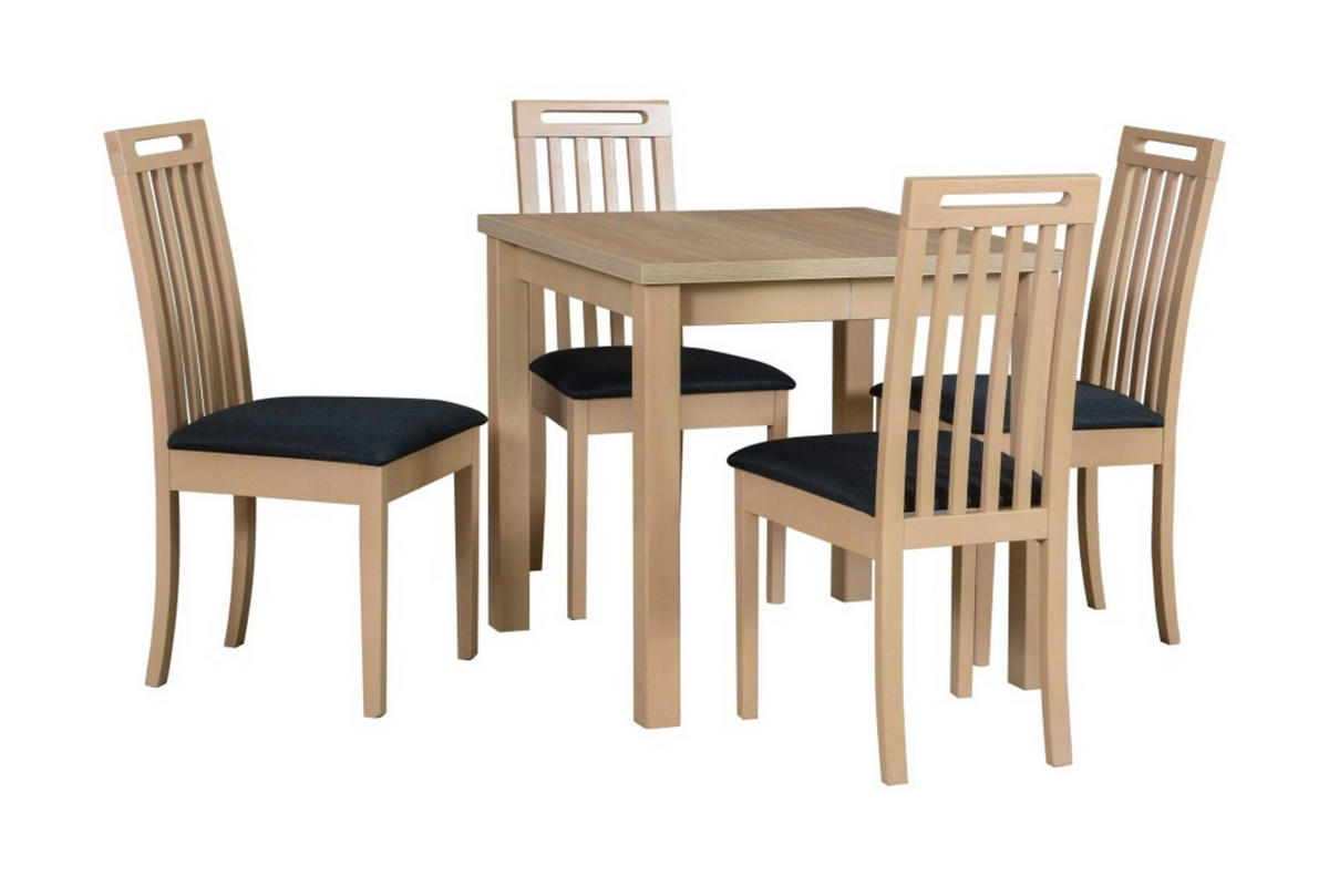 STUHL Roma 10 (4er Set) - Dunkelgrau/Sonoma Eiche, Holz (47/96/43cm) - Leaf Design