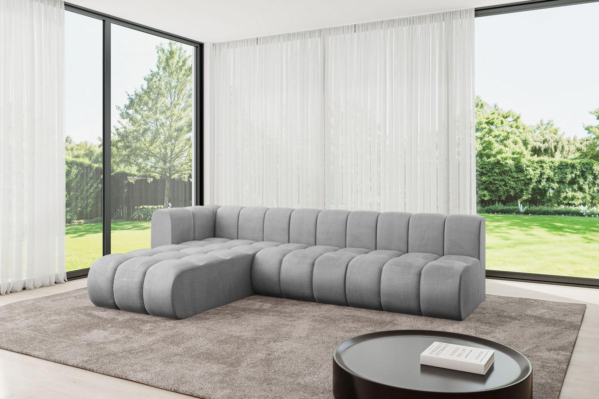 ECKSOFA modulares Sofa Darnel-L2 - 296x177x70 cm Grau - Hellgrau, Holzwerkstoff/Textil (296/177cm) - ALTDECOR
