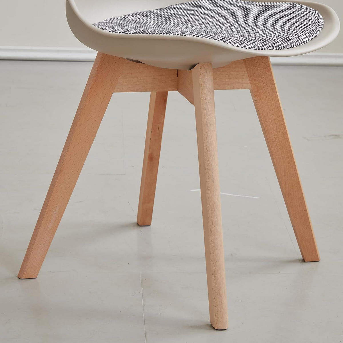 ESSZIMMERSTUHL 6er-Set mit Holzbeinen und gestreiftem Sitzkissen in Beige - Beige, Textil (49/83/42cm)