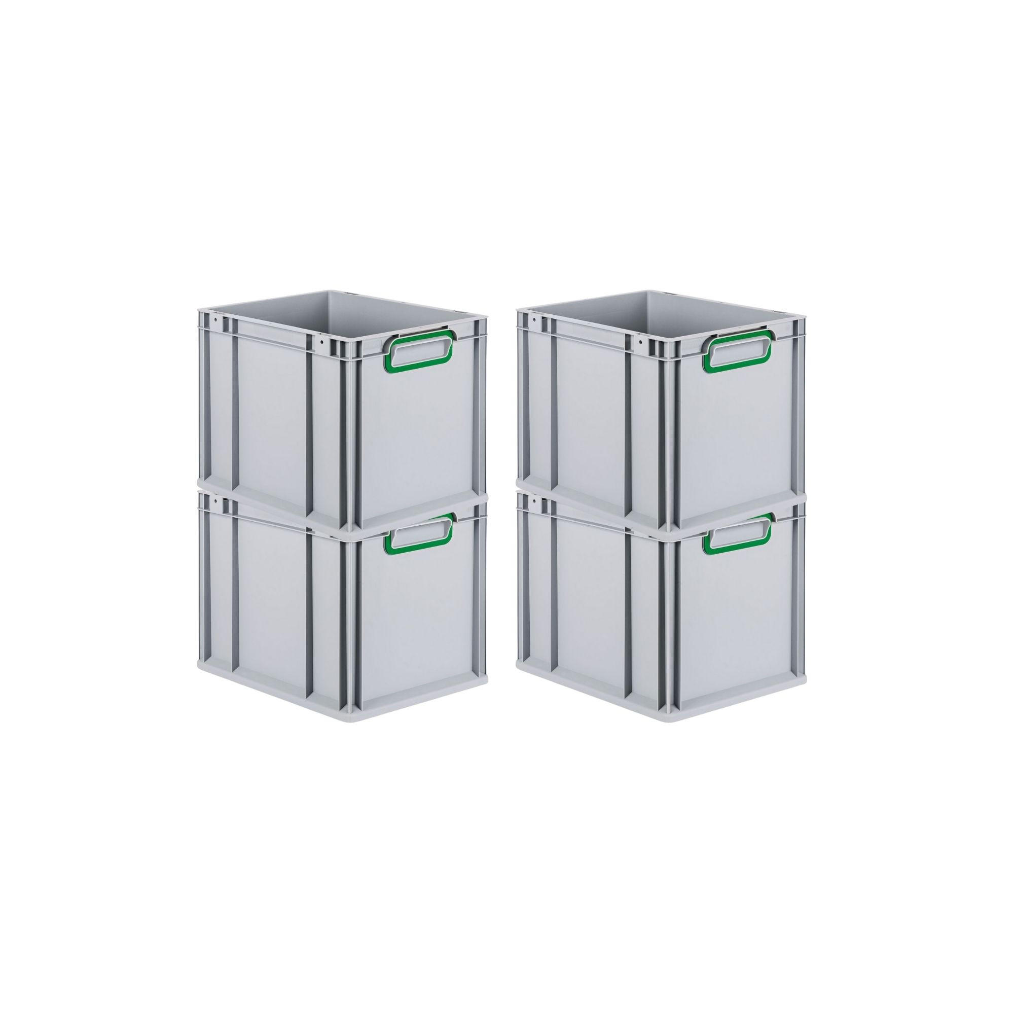 EUROBOX 4x Nextgen Color 32x30x40cm 30 Liter Griffe Grün Geschlossen - Grün, Kunststoff (30/32/40cm) - PROREGAL
