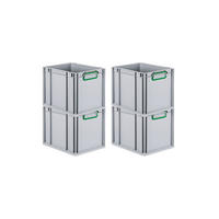 EUROBOX 4x Nextgen Color 32x30x40cm 30 Liter Griffe Grün Geschlossen - Grün, Kunststoff (30/32/40cm) - PROREGAL