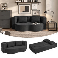 SOFA ausziehbar mit Kordstoffbezug FST101-SCH - Schwarz, Textil/Metall (177/32/107cm) - SoBuy