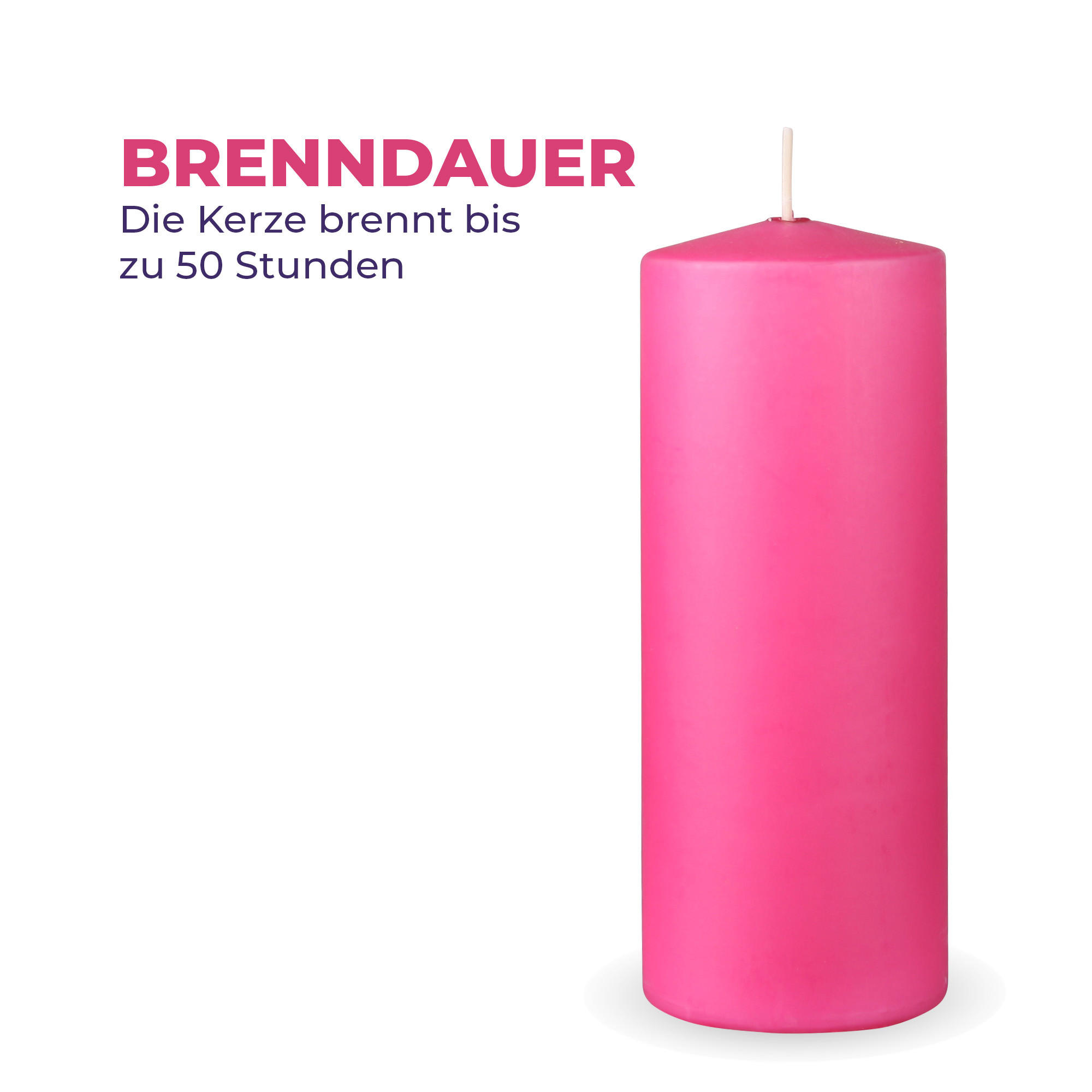 STUMPENKERZEN "Rosa", Größe Ø7cm x Höhe: 16 cm - Rosa, Naturmaterialien (7/16cm) - HS Candle