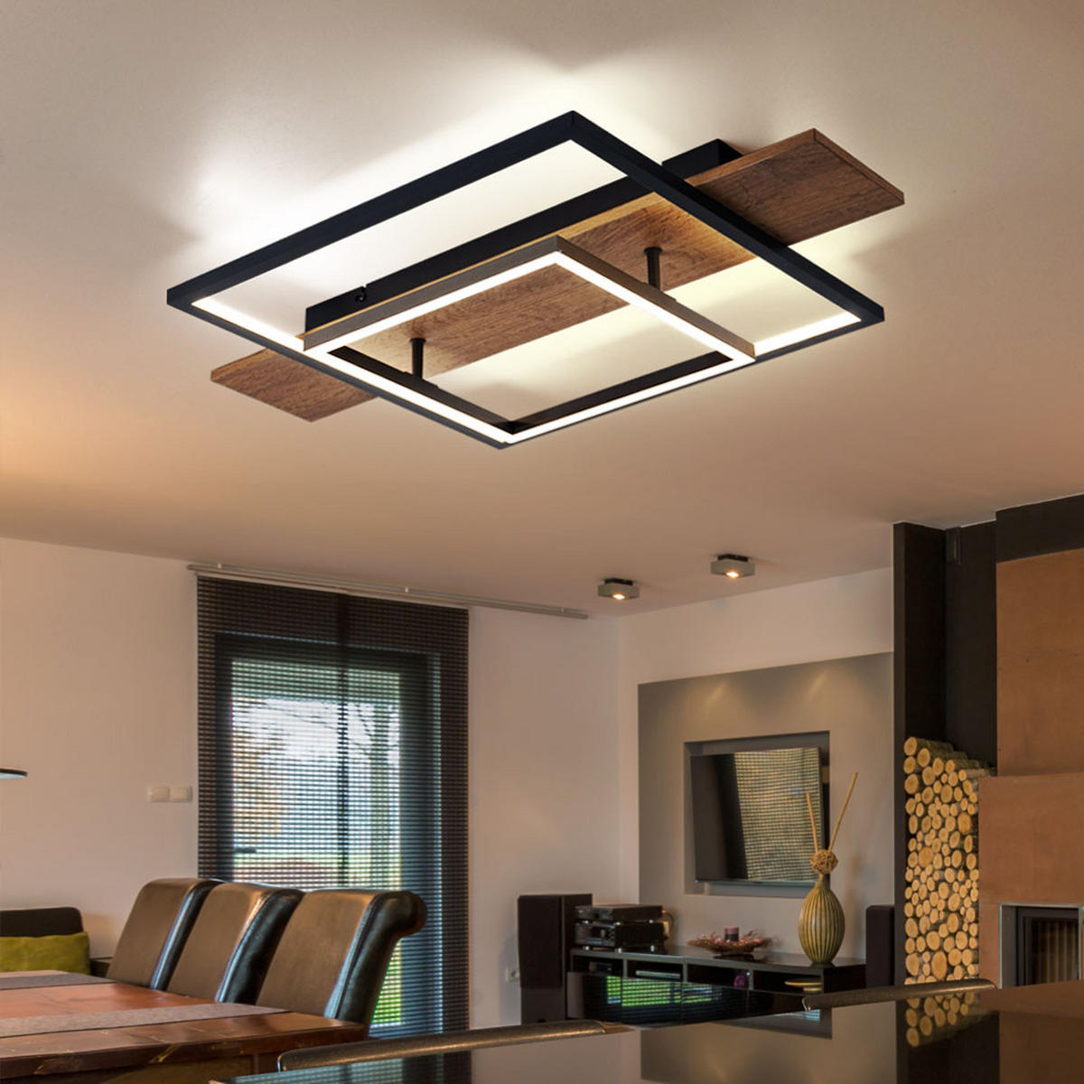 LED DECKENLEUCHTE VANNI Metall Braun - Braun, Metall (60/40/10cm) - Globo Lighting