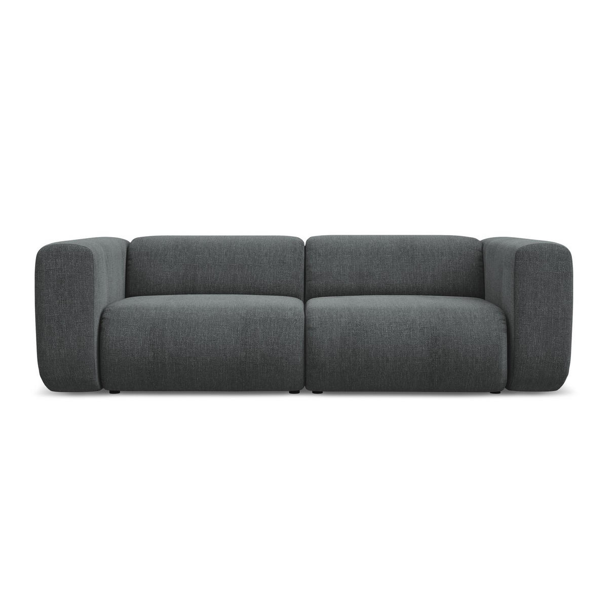 3-SITZER SOFA Chenille Stoff Grau - Schwarz/Graphitfarben, Kunststoff/Textil (228/70/89cm) - LaMiaSofa