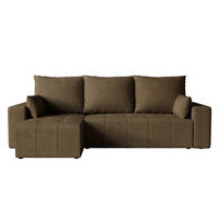 ECKSOFA Tico mit Bettkasten und Schlaffunktion, L-Form/XL-Form, Velourstoff, Universal - Braun, Holzwerkstoff (246/145cm) - 4ALL HOME
