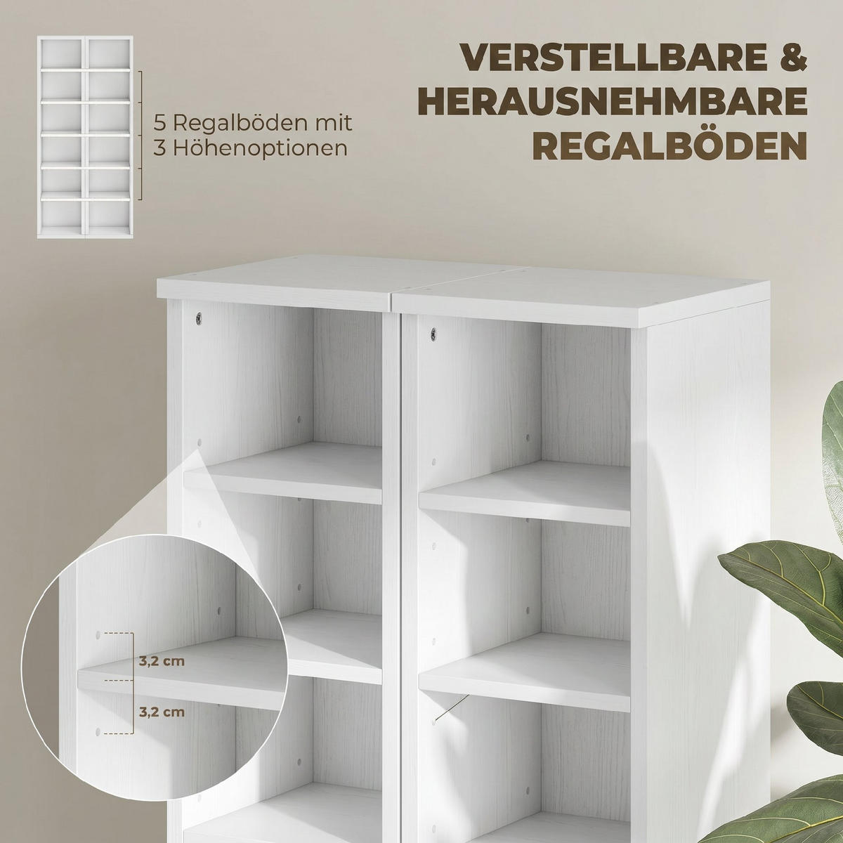 CD-REGAL Weiß 22.5/21.0/88.5 cm - Weiß, Holzwerkstoff (21/88.5/22.5cm)