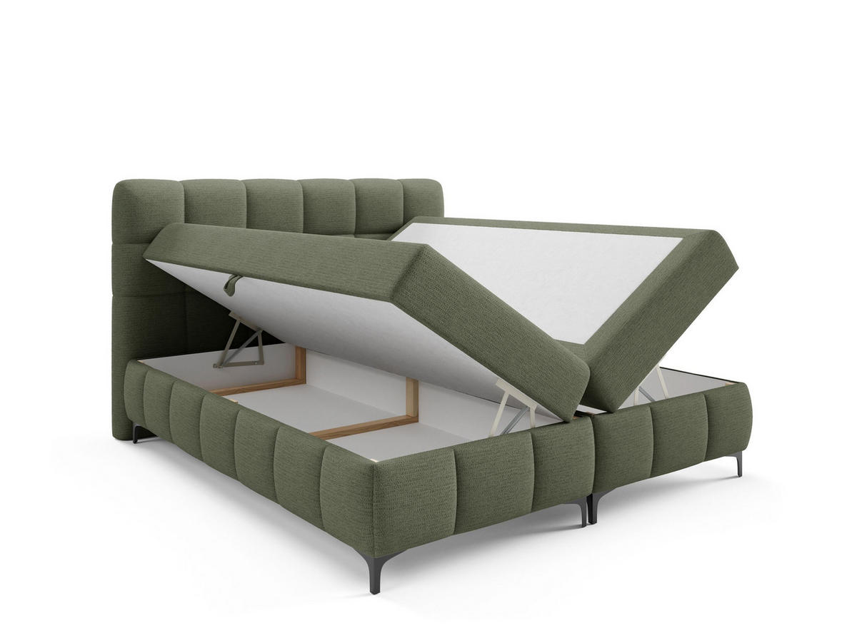 BOXBETT mit Stauraum und Topper 180x200 cm Grün - Grün, Textil (180/200cm) - Home Collective