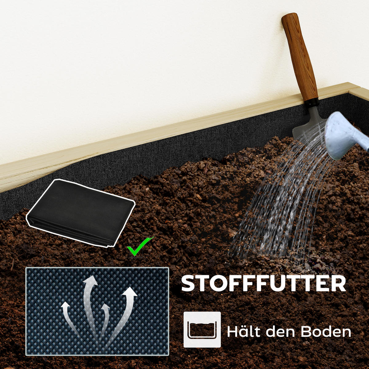 BLUMENTREPPE aus Tannenholz & Stahl, Schwarz - Naturfarben, Holz/Metall (20/112/116cm) - Outsunny