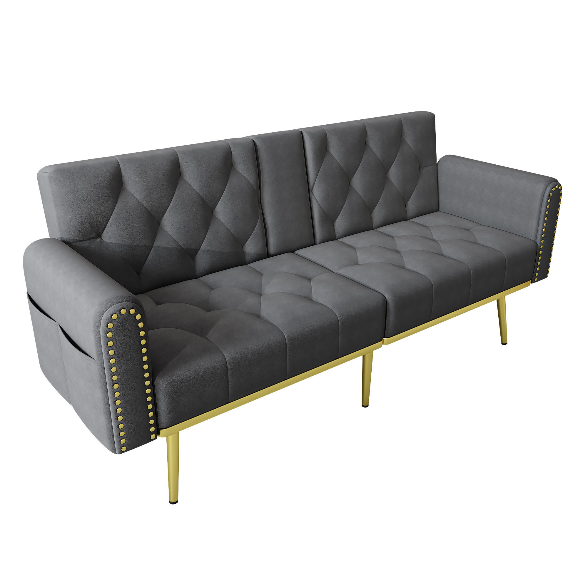 SCHLAFSOFA 175/80/73.5 cm Grau mit drei verstellbaren Neigungswinkeln und Getränkehalter - Grau, Textil (175/73.5/80cm) - Oxeza