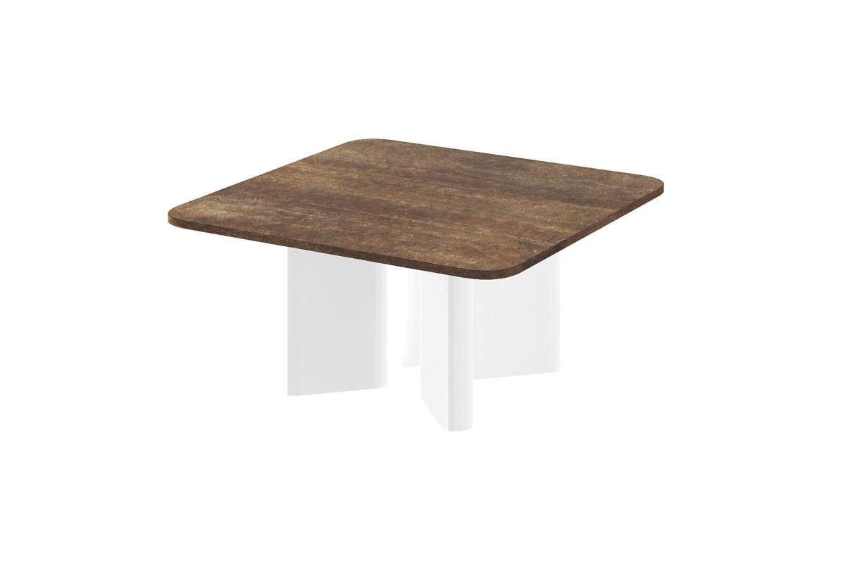 COUCHTISCH quadratisch Rostoptik Weiß Hochglanz 80/80/50 cm - Weiß Hochglanz/Rostfarben, Holzwerkstoff (80/80/50cm) - designimpex
