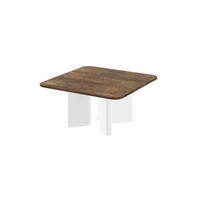 COUCHTISCH quadratisch Rostoptik Weiß Hochglanz 80/80/50 cm - Weiß Hochglanz/Rostfarben, Holzwerkstoff (80/80/50cm) - designimpex