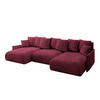 WOHNLANDSCHAFT mit Schlaffunktion und Bettkasten ONESK-U-v1 304x165x40 Bordeauxrot Velours - Bordeaux, Holzwerkstoff/Kunststoff (304/90/165cm) - ALTDECOR