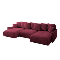 WOHNLANDSCHAFT mit Schlaffunktion und Bettkasten ONESK-U-v1 304x165x40 Bordeauxrot Velours - Bordeaux, Holzwerkstoff/Kunststoff (304/90/165cm) - ALTDECOR
