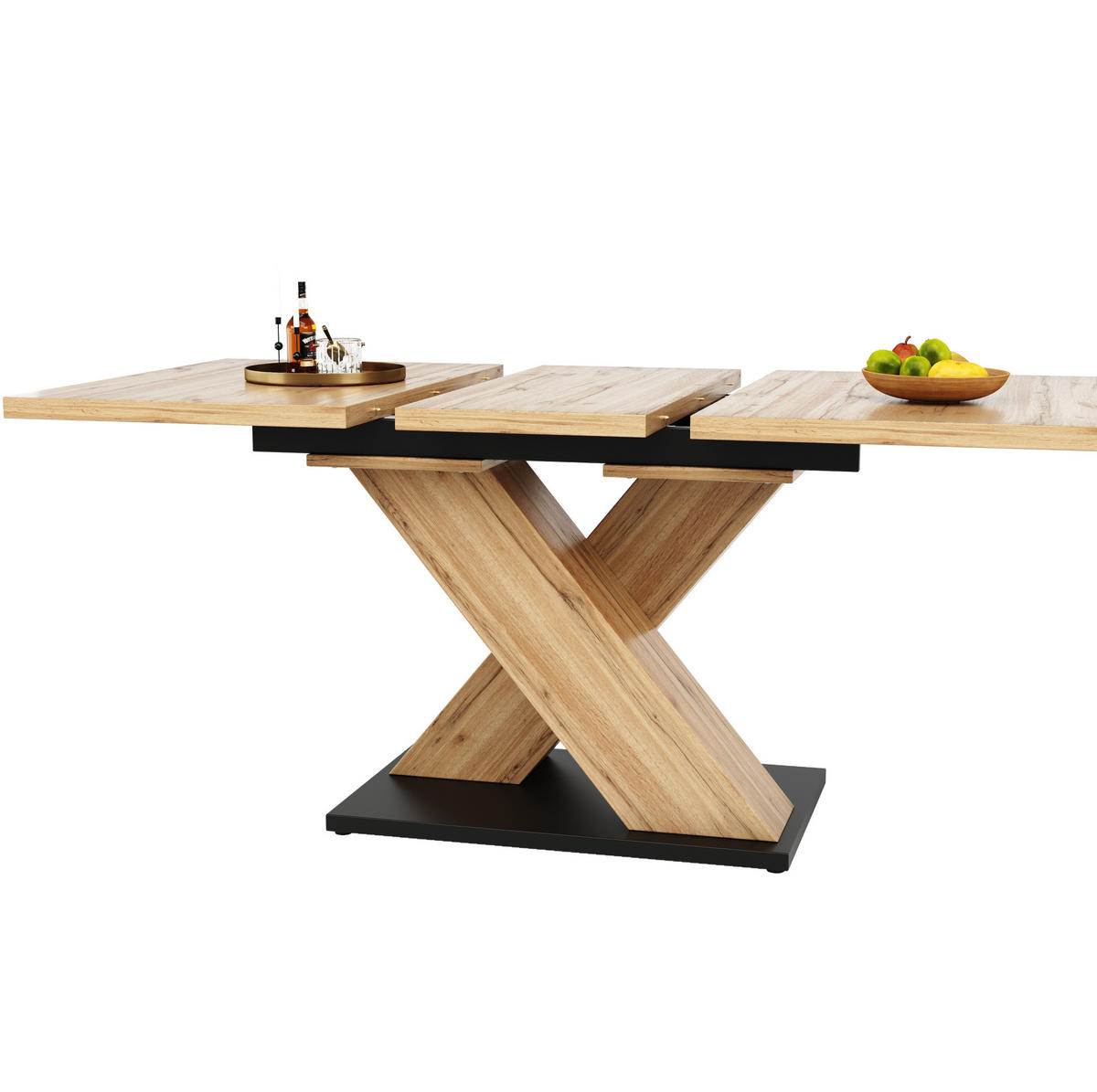 ESSTISCH 119-158,5/80/75 cm in Naturfarben aus MDF, ausziehbar mit Kreuzgestell - Hellbraun, Holzwerkstoff (158.5/80/75cm) - Flora Grace