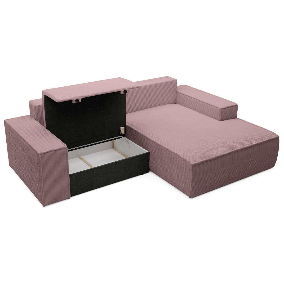 ECKSOFA Farese Mini mit Cordbezug Mauve, rechts - Flieder/Schwarz, Textil (240/167cm) - Selsey