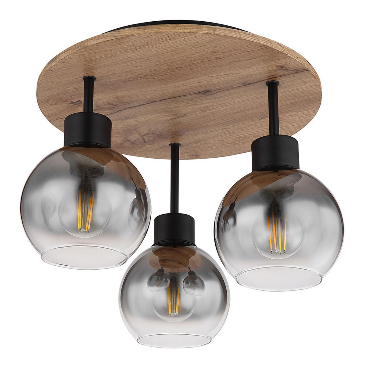 DECKENLEUCHTE MDF Braun Rauchglas - Braun, Glas (38/38/30cm) - Globo Lighting