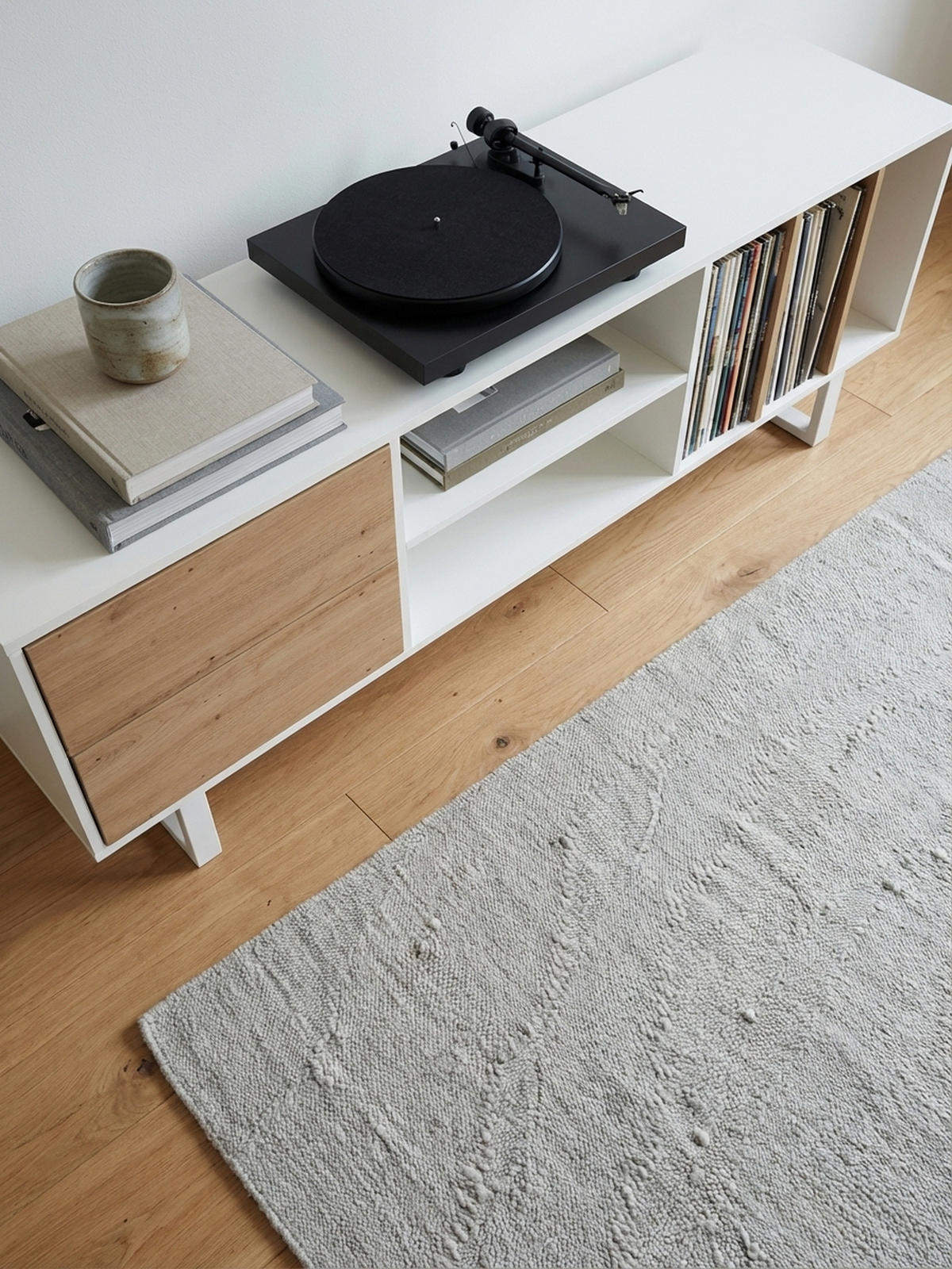 TV-LOWBOARD mit Eiche-Dekor, Schubladen und offenes Regal, modern, Weiß 150x40x55 cm - Weiß, Holzwerkstoff/Metall (150/55/40cm) - KADIMA DESIGN