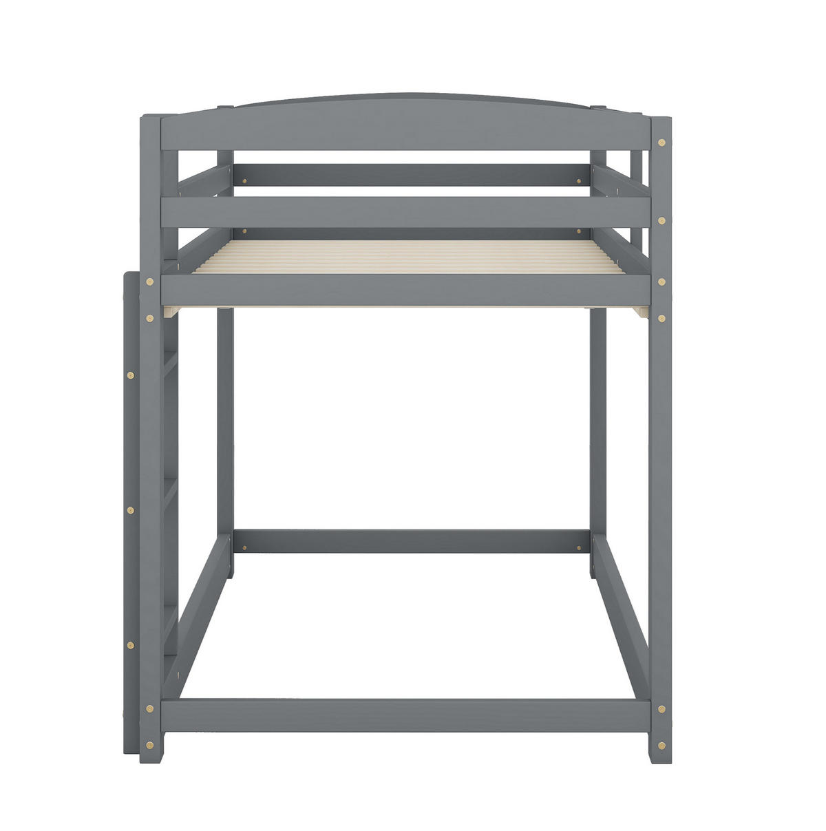ETAGENBETT 90/200 cm mit niedriger Bauweise und Sicherheitsgeländer aus Kiefer massiv, Natur - Grau, Holzwerkstoff (90/200cm) - Redom