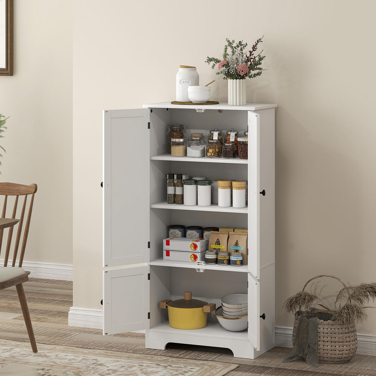 HIGHBOARD DE-11164 2 Schränke & verstellbarem Boden Weiß - Weiß, Holzwerkstoff (30/123/58.2cm) - ComfortXL