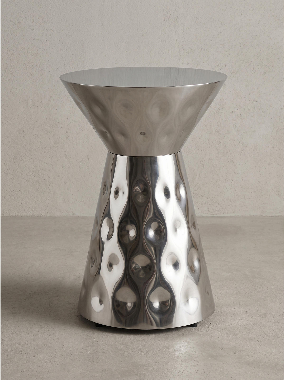 BEISTELLTISCH MAYENNE, Aluminium, handgefertigt, Silber, Ø 36 x 51 cm - Silberfarben, Metall (36/36/51cm) - KADIMA DESIGN