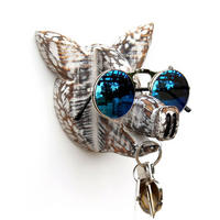 BRILLENHALTER Schwein Holz Wand 1106 - Weiß, Holz (15/14/17cm) - DanDiBo