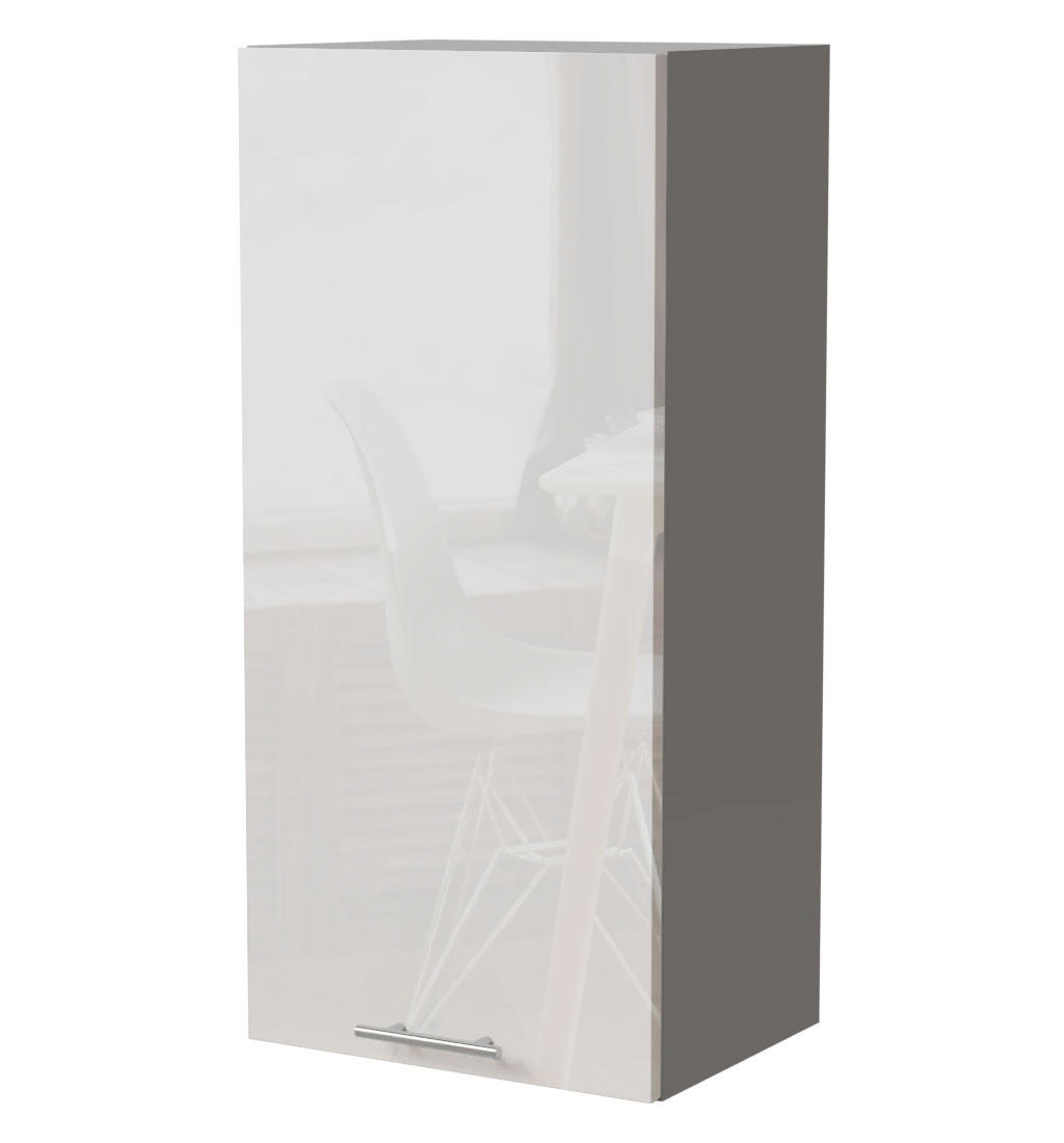 KÜCHENHÄNGESCHRANK Essen W4/45 Weiß Hochglanz / Grau Matt 45 / 32,5 / 96cm - Weiß Hochglanz/Grau, Holz/Holzwerkstoff (45/96/32.5cm) - Feldmann-Wohnen