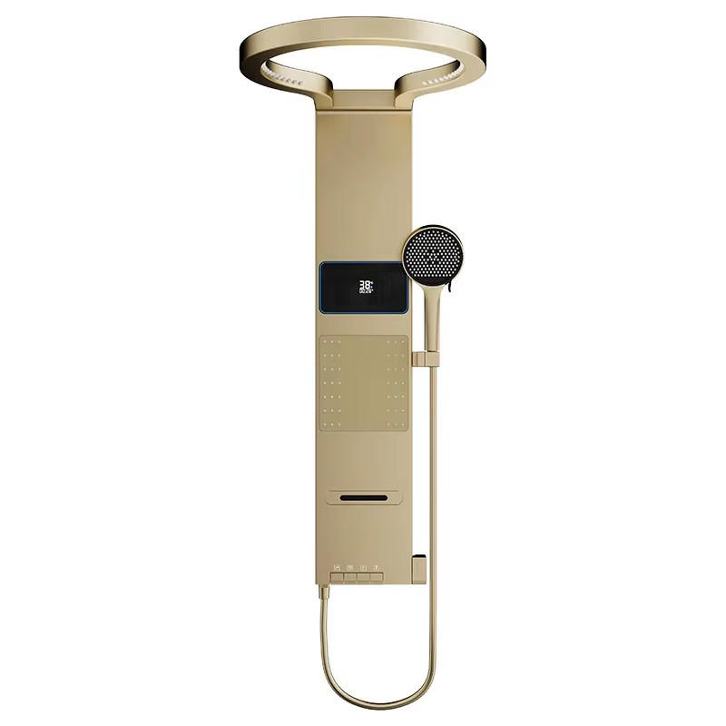 ÜBERKOPFBRAUSESET LED Digitalanzeige Regendusche Wandmontage - Goldfarben, Metall (60.7/105.5/45.8cm) - Bextcok