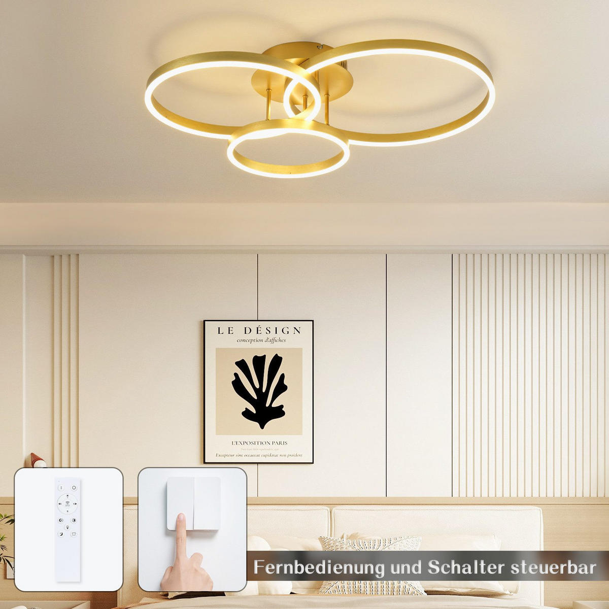 LED-DECKENLEUCHTE Macchia 58/82/24cm - Goldfarben, Metall (82/58/24cm) - Nettlife