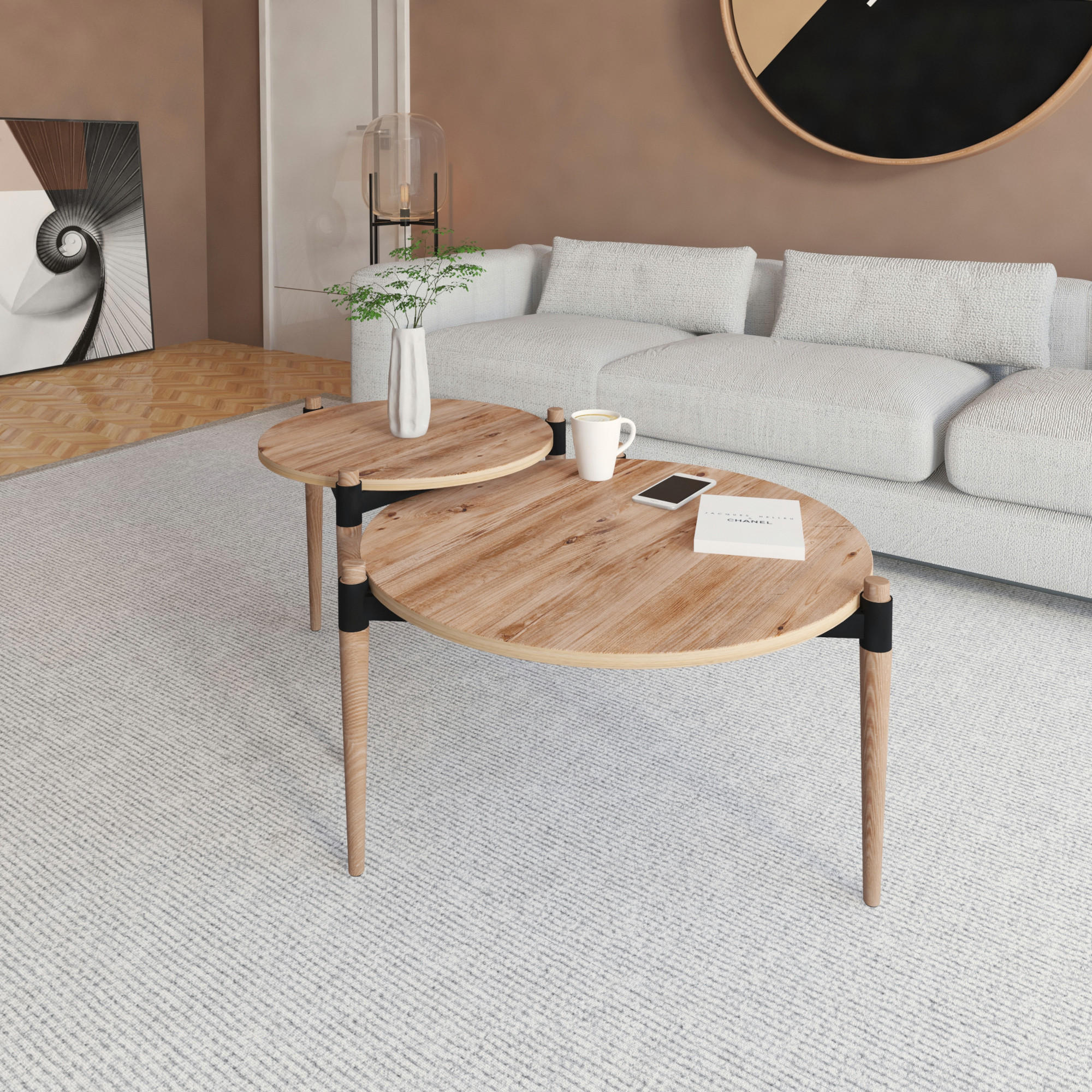 COUCHTISCH Kristinestad - Beige, Holz (70/70/45cm) - [en.casa]