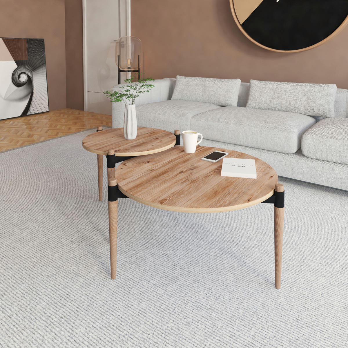 COUCHTISCH Kristinestad - Beige, Holz (70/70/45cm) - [en.casa]