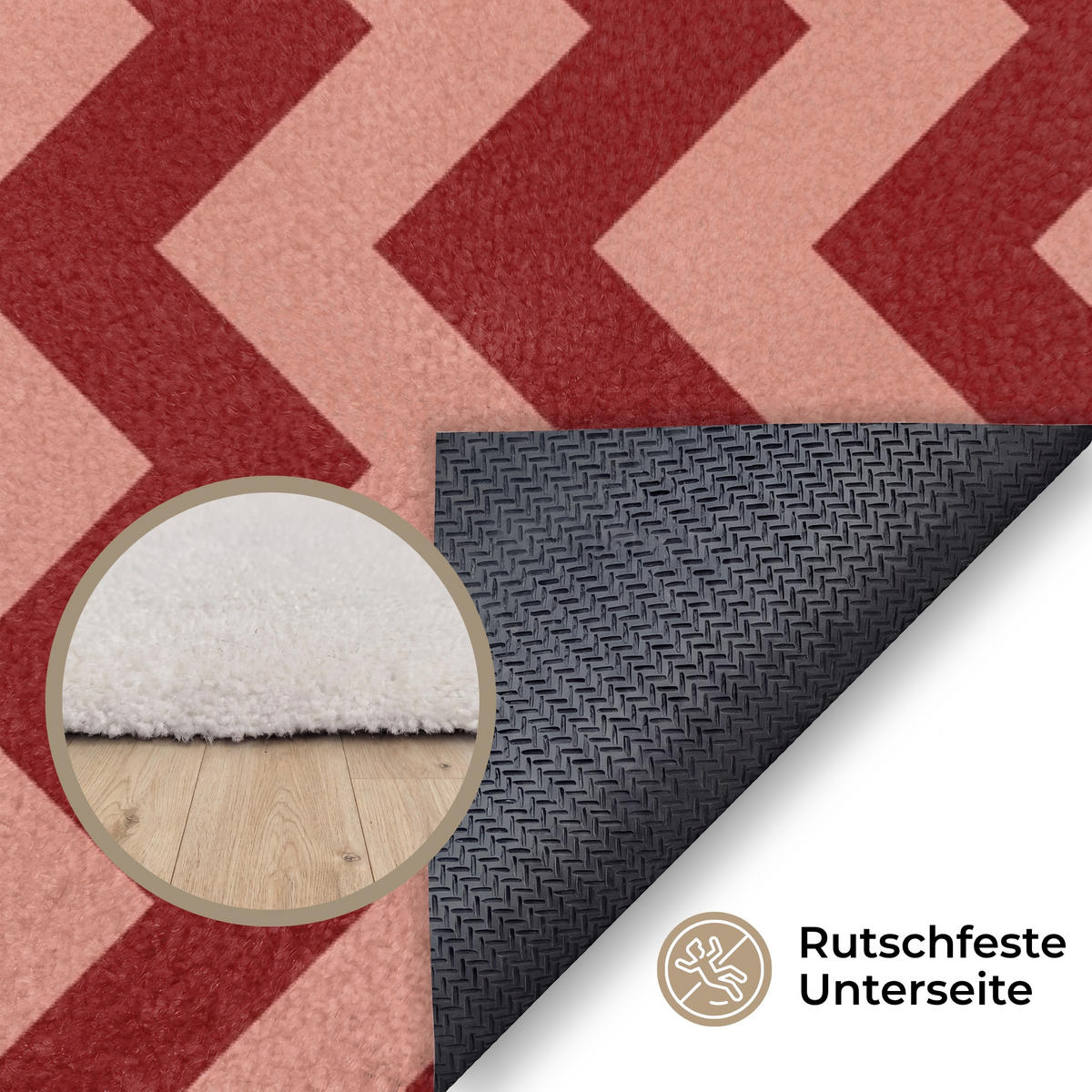 KOBERCE - Cikcak - Pruhy - Vzor - Červená - 230x150 cm - červená, textil/plast (230/0.4cm) - OnlyWow