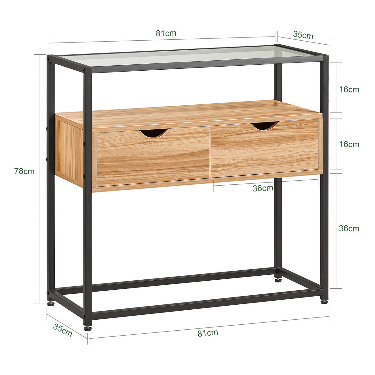 SIDEBOARD Natur - Naturfarben, Glas/Holzwerkstoff (81/78/35cm) - SoBuy