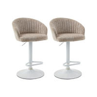 2‑ER Set Barhocker - Textilstoff & Metall - Höhe verstellbar - Creme - DORALIZ - Creme, Textil (52/105/54cm) - Vente-Unique