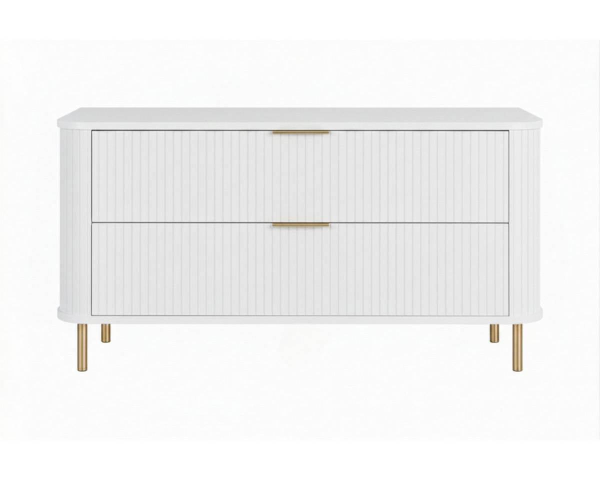 BADEZIMMERSCHRANK : Farbe Weiß, Griff gold, Füße gold, 120 x 41,5 x 66,7 cm - Goldfarben/Weiß, Holzwerkstoff (120/66.7/41.5cm) - 3XE LIVING