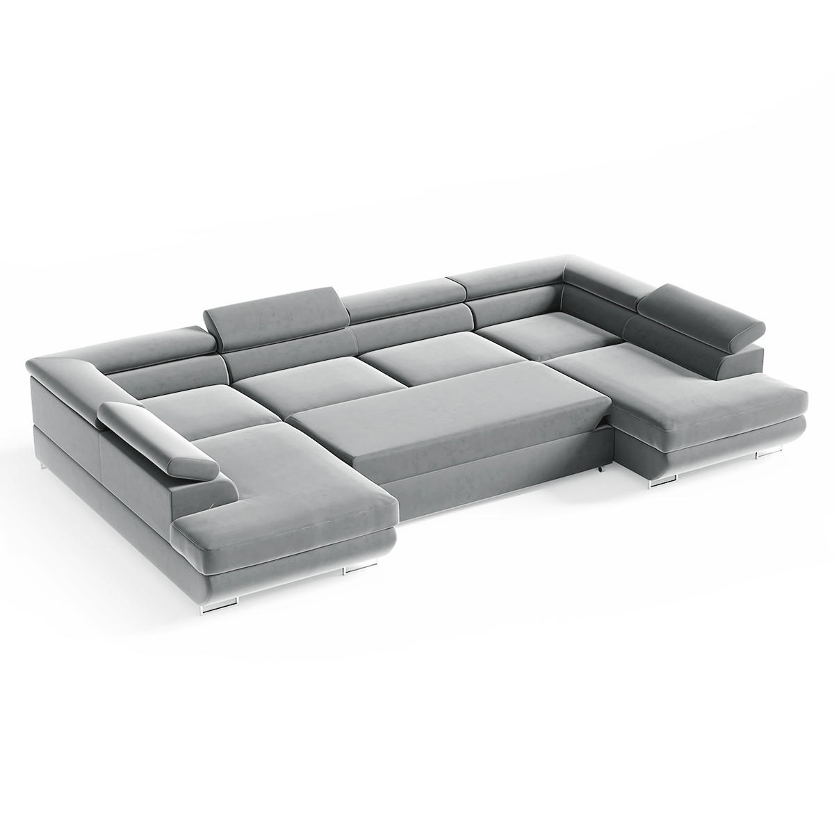 PANORAMASOFA Lyam 5 Sitzplätze Hellgrau - Grau, Holzwerkstoff (335/72/201cm) - Petits-meubles