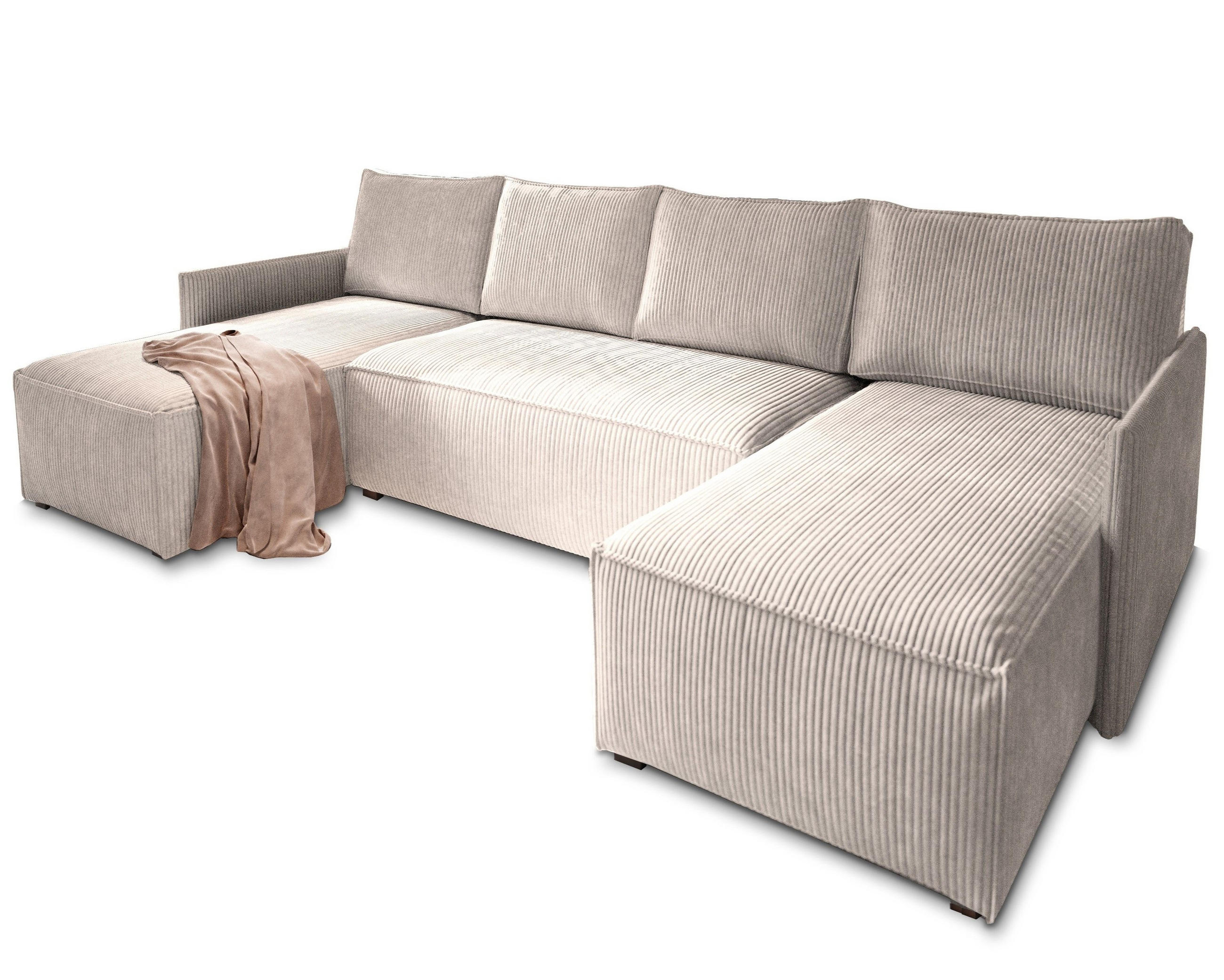 ROHOVÁ SEDAČKA TRES krémová - šedá/krémová, dřevo/textil (271/140cm) - MASSENO