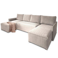 ROHOVÁ SEDAČKA TRES krémová - šedá/krémová, dřevo/textil (271/140cm) - MASSENO